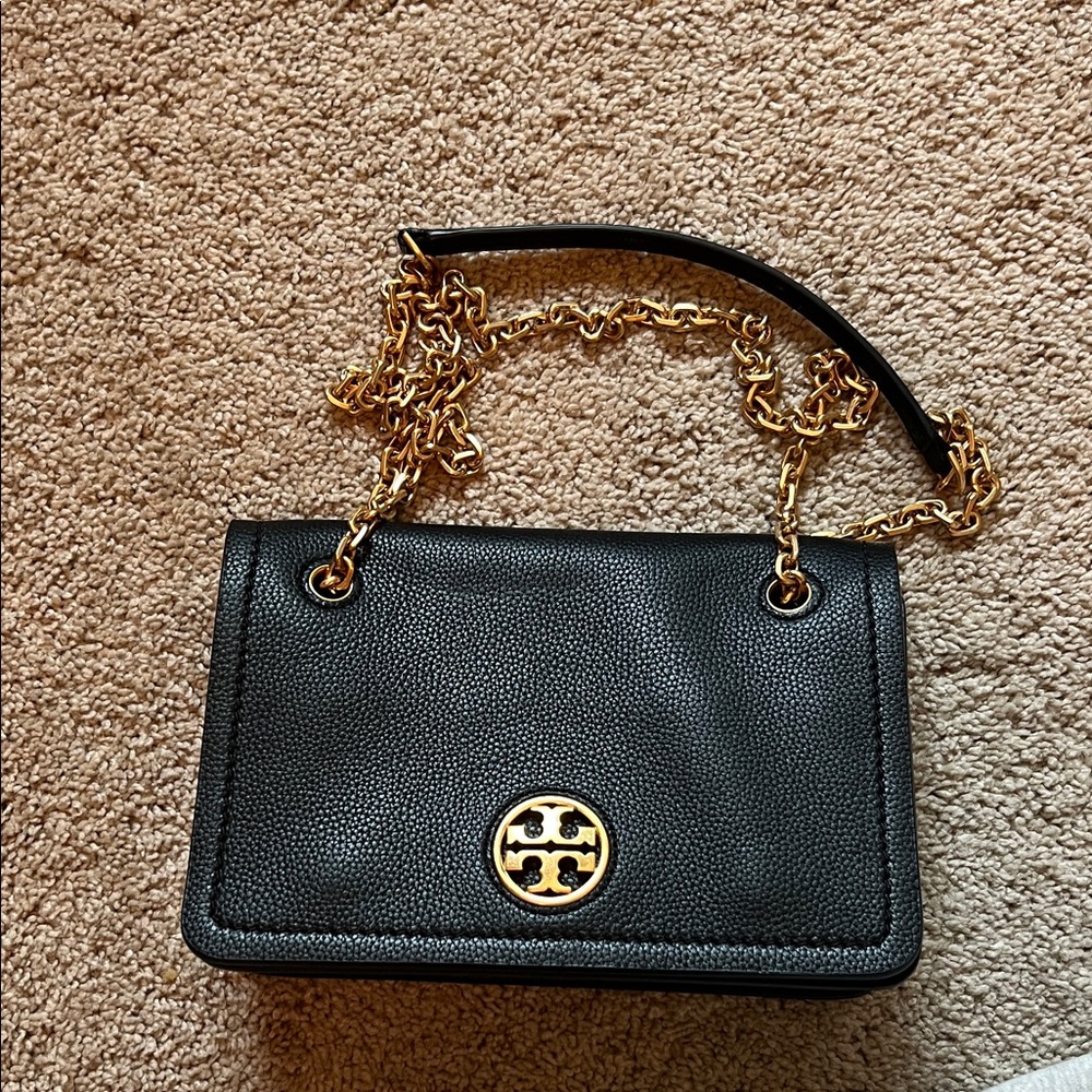 Tory Burch Black Crossbody Bag with Gold Chain